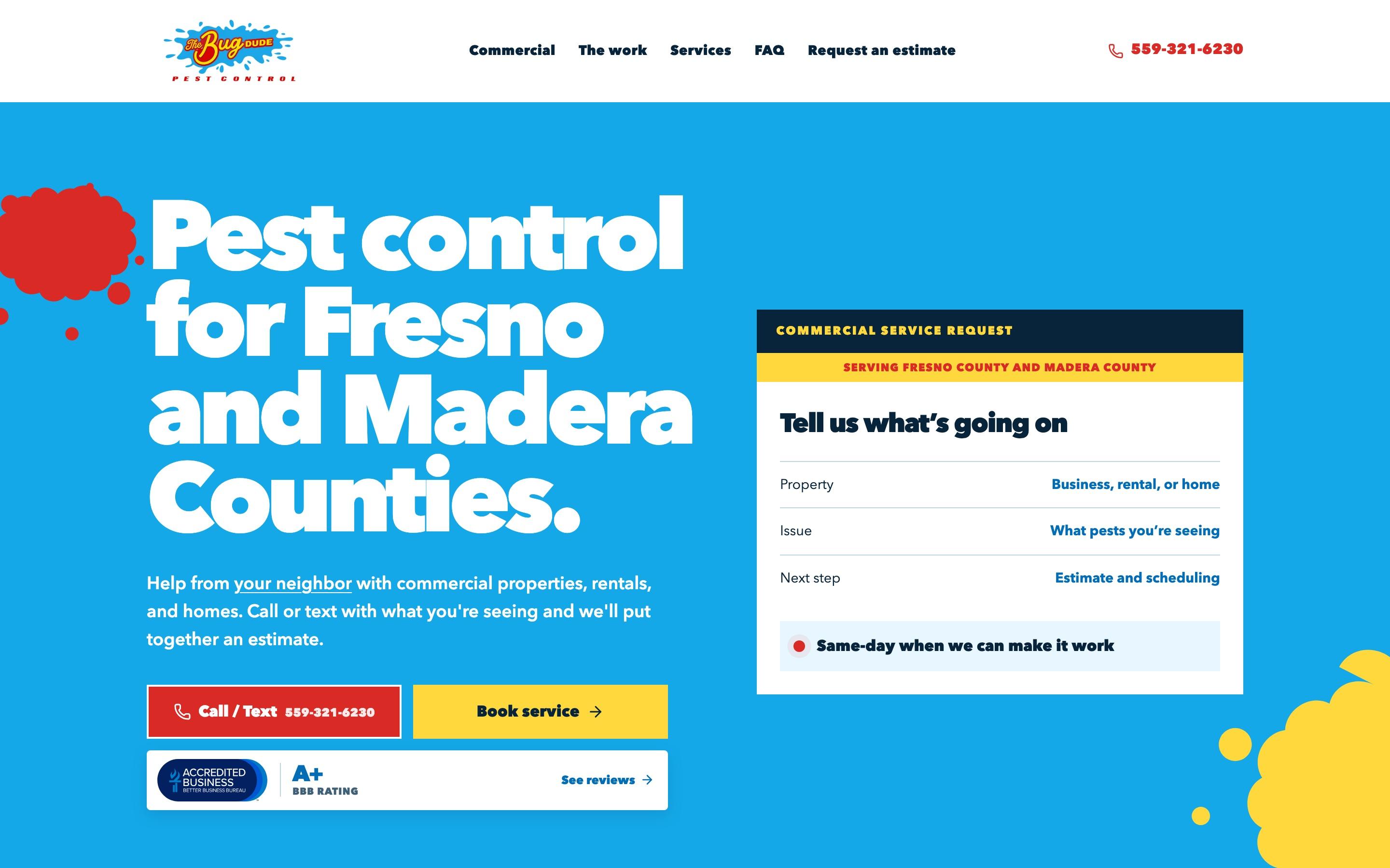 The Bug Dude Fresno website, Fresno